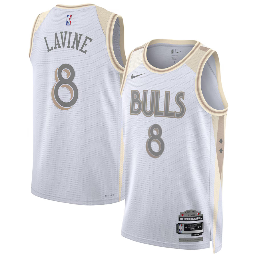 Men Chicago Bulls #8 Zach LaVine Nike White City Edition 2024-25 Swingman Player NBA Jersey->customized nba jersey->Custom Jersey